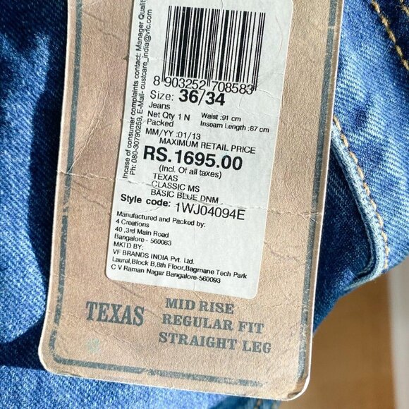 NWT Wrangler Mid Rise Regular Fit Straight Leg Mens jeans 36/34 - Picture 9 of 9